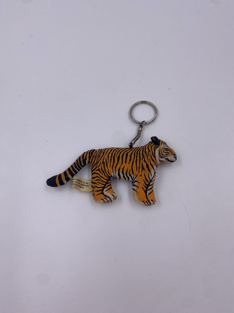 1990 Determined Products Fabric Tiger Keyring