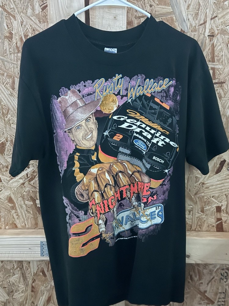 Vintage Freddy Krueger Nightmare Elm Street NASCAR Shirt Tee Rusty Wallace Large