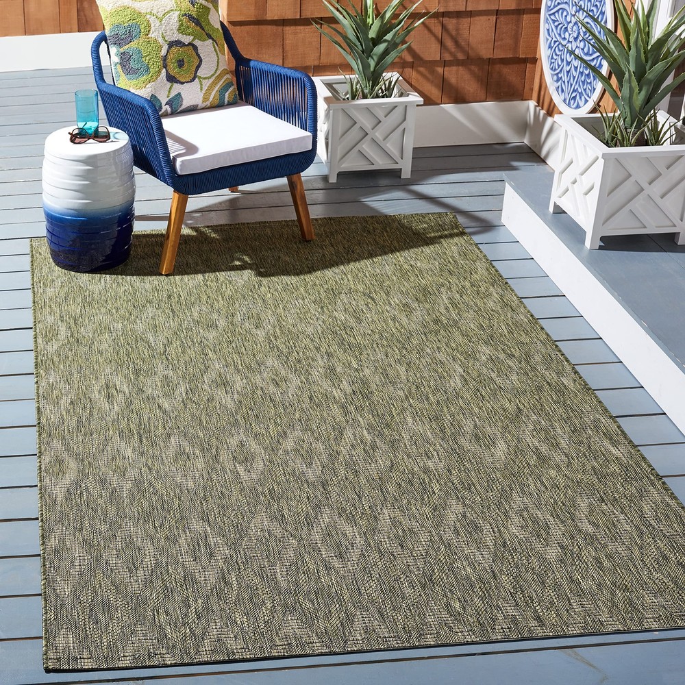 Courtyard Collection 8' x 10' Olive CY8522 Indoor/ Outside Waterproof Easy cl...