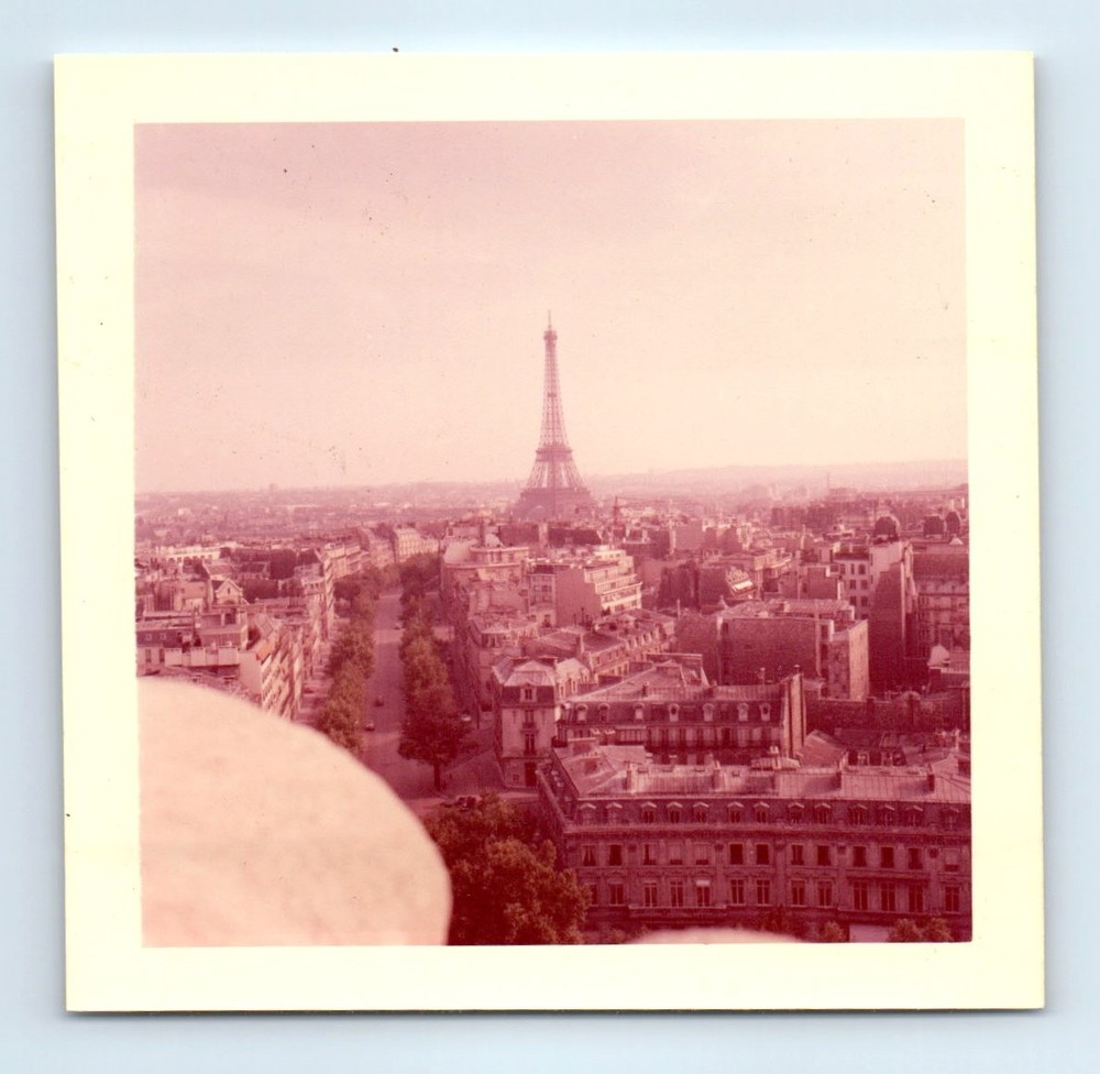 Old Vintage Square Color Photo EIFFEL TOWER PARIS FRANCE CITY SKYLINE SCENE