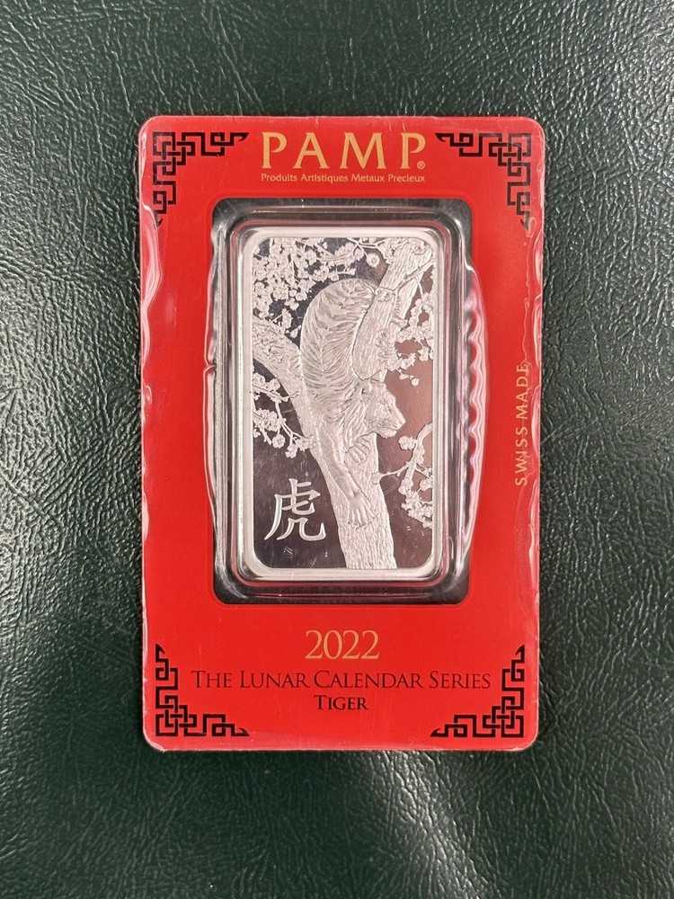 2022 PAMP Suisse Lunar Year of the Tiger 1 oz Silver Bar – Sealed Assay Card