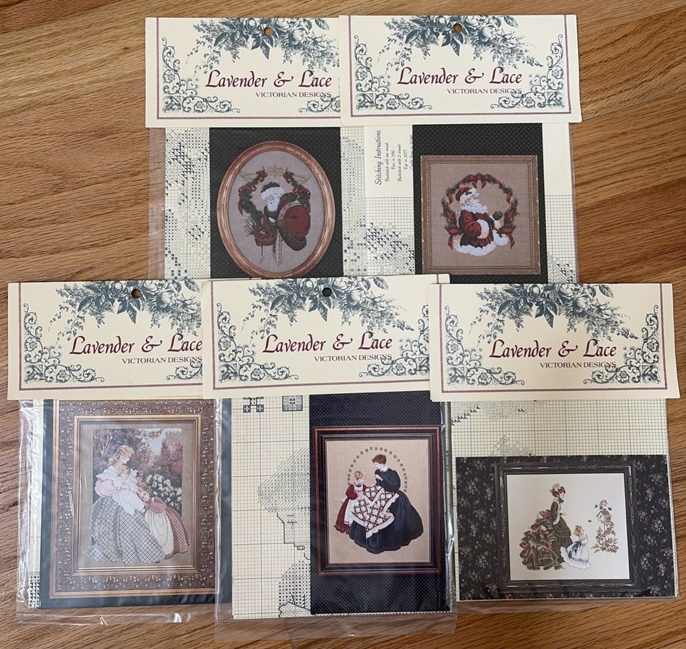 5 Lavender & Lace Victorian Designs Cross Stitch Patterns