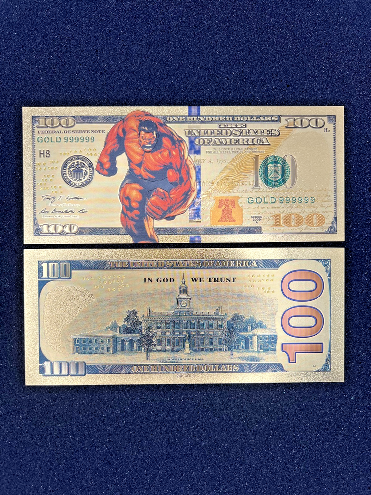 Red Hulk - 24k Gold Foil Banknote - Super Hero Tv Show/Movie Character