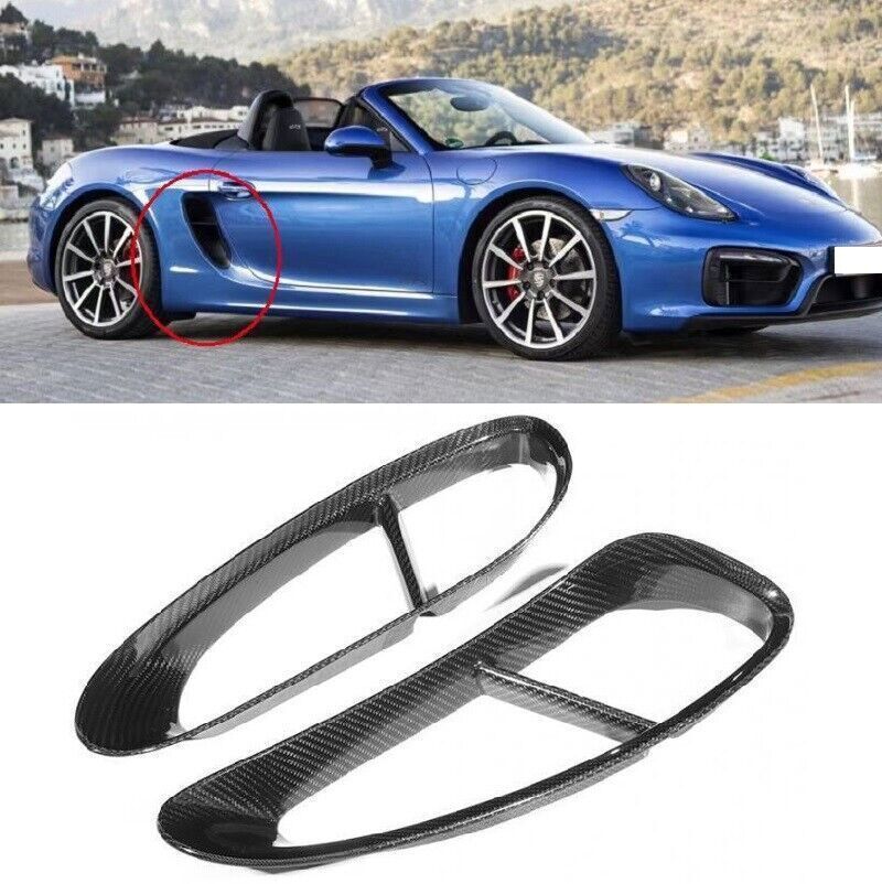 Real Carbon Fiber Car Side Fender Vent Scoops For Porsche 981 Boxster 2013-2015