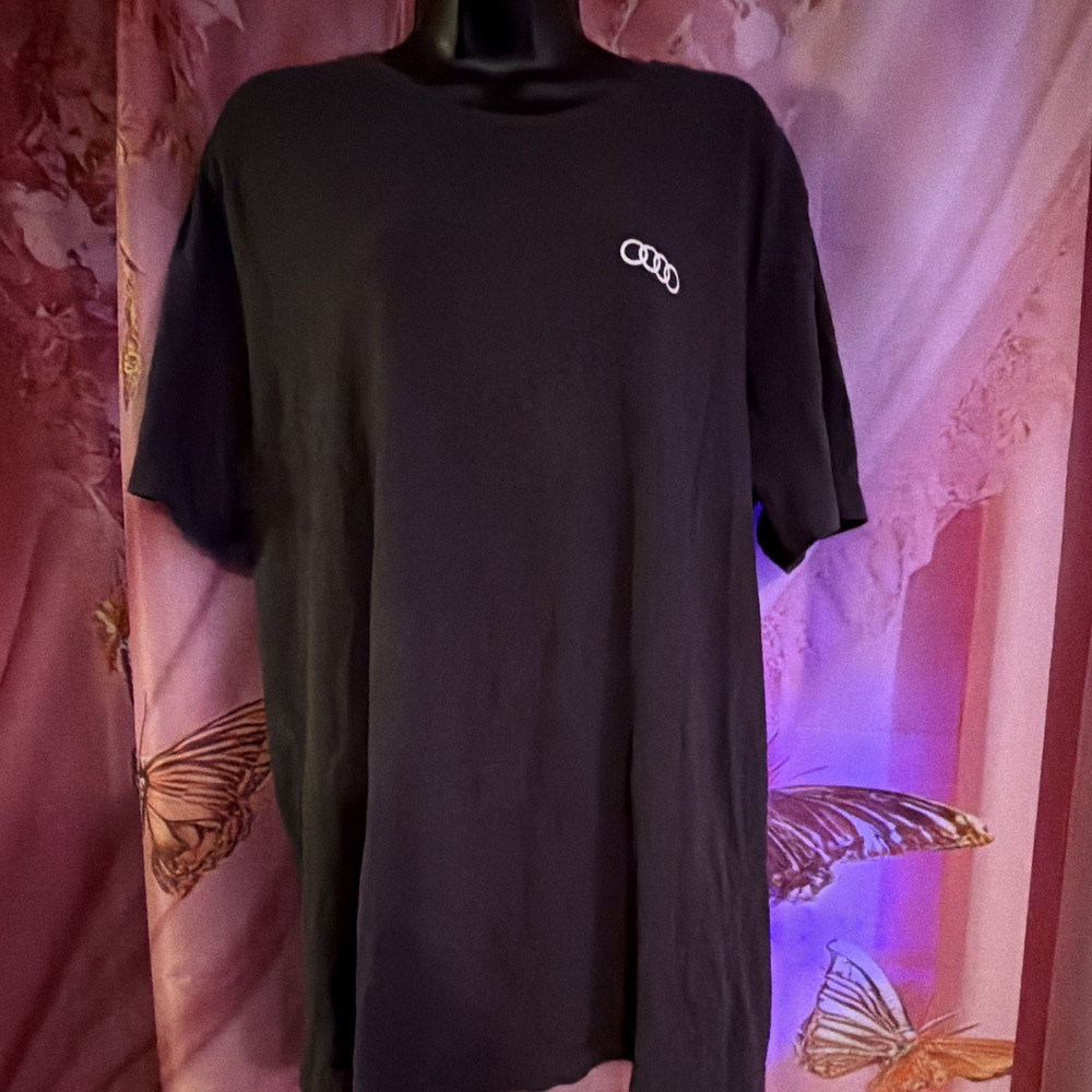 Audi Logo Graphic Print Black Short Sleeve Regular Fit T-Shirt Men's XL