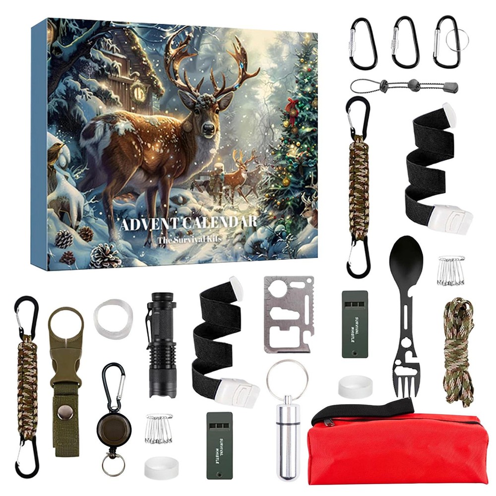 Survival Kit Advent Calendar 2024 Portable Outdoor Survival Tool 24 Days fashion