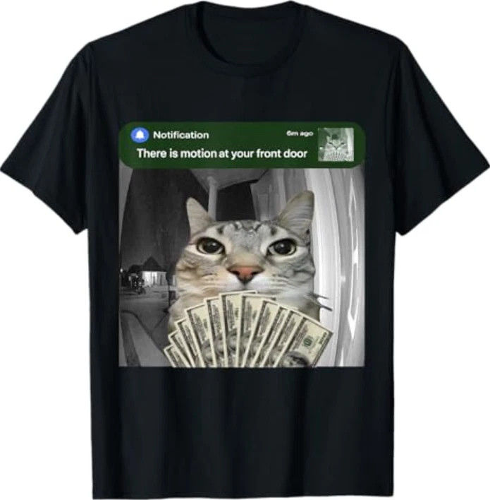 There is Motion at Your Front Door Funny Cat Motion Meme T-Shirt