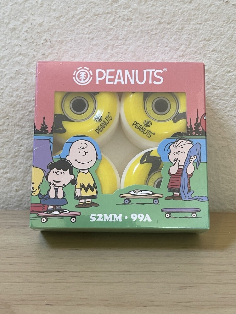 Element X Peanuts Skateboard Skate Wheels & Bearings Charlie Brown 52mm 99A NEW