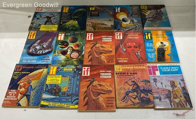VTG Lot of 15 Science Fiction Magazines Worlds of IF 1970s 1960s