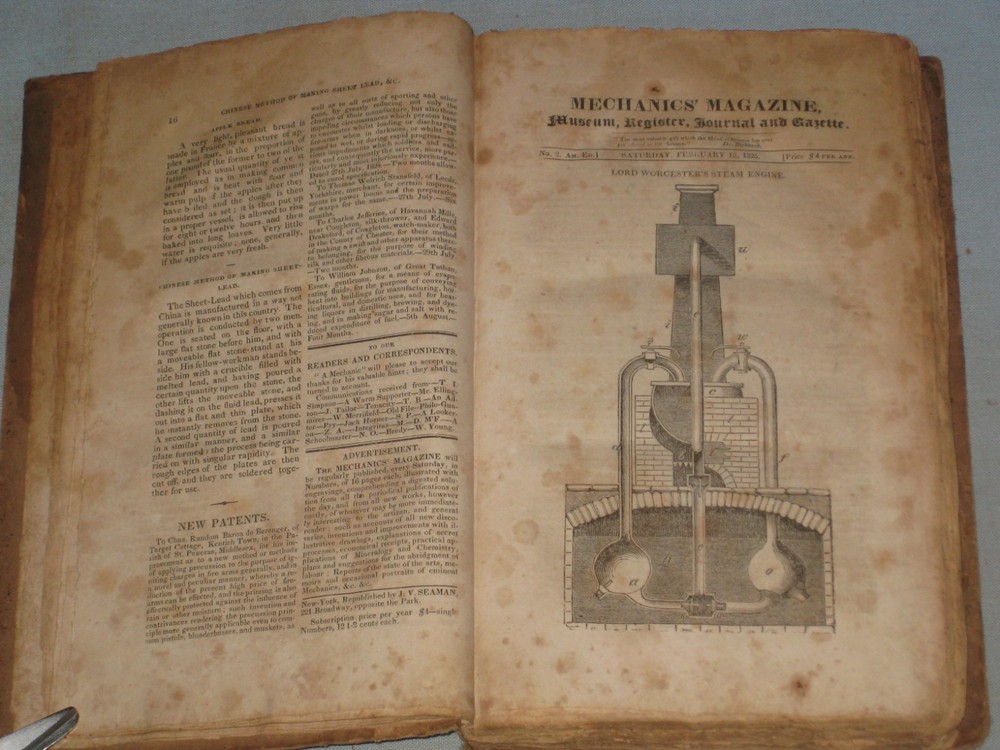 1825 Book American Mechanics' Magazine Vol.i Feb. To July 1825