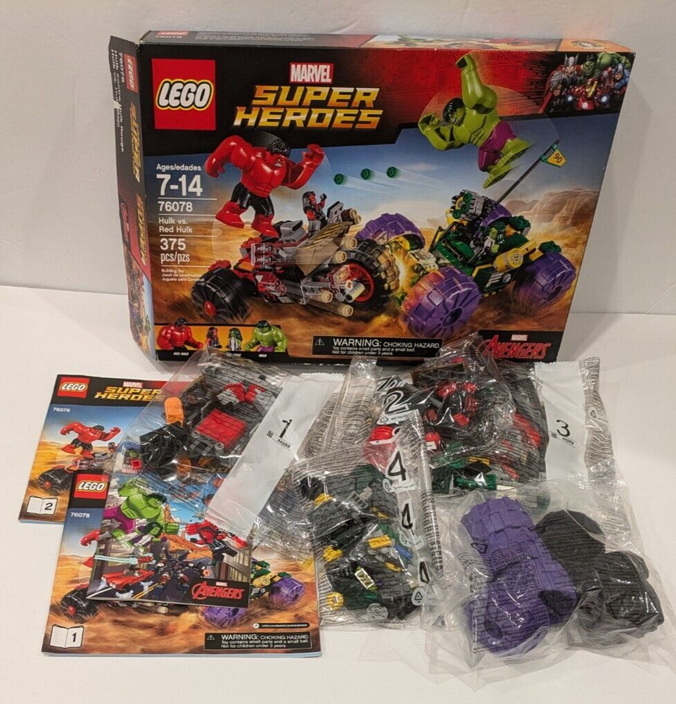 LEGO Marvel Super Heroes Hulk vs. Red Hulk Set 76078 Incomplete W: Box & Manual