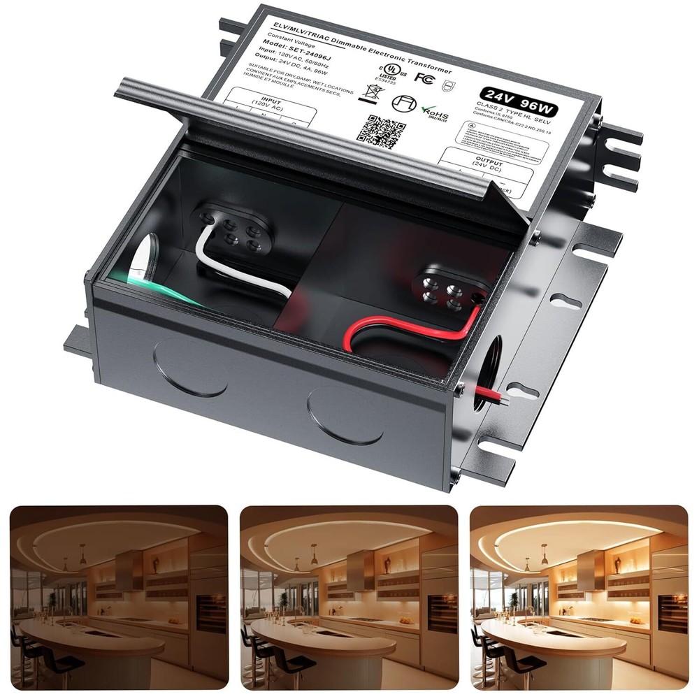 24V Dimmable LED Driver  96W Triac ELV/MLV LED Transformer Compatible with ... .