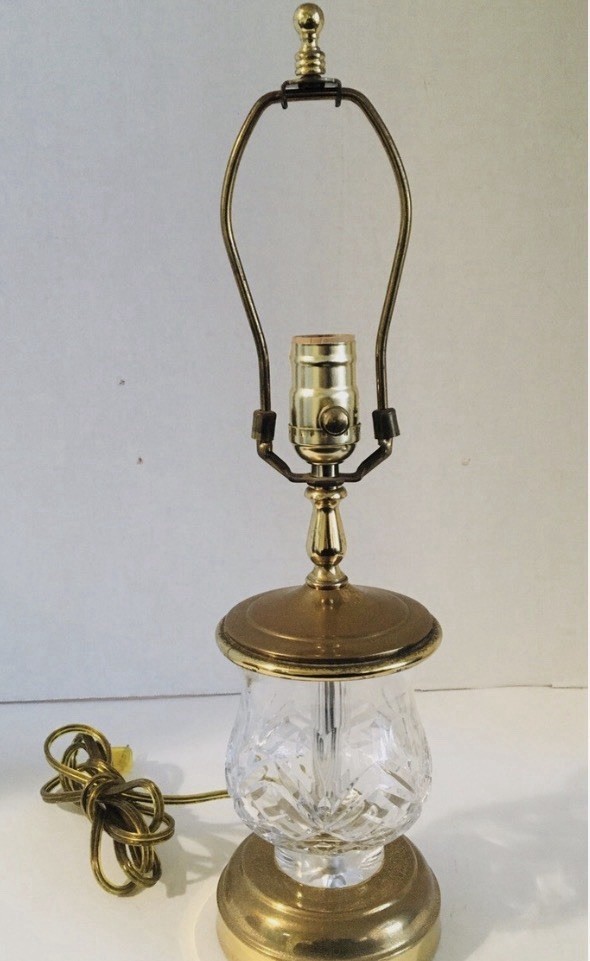 Waterford Crystal and Brass Small Table Lamp 18