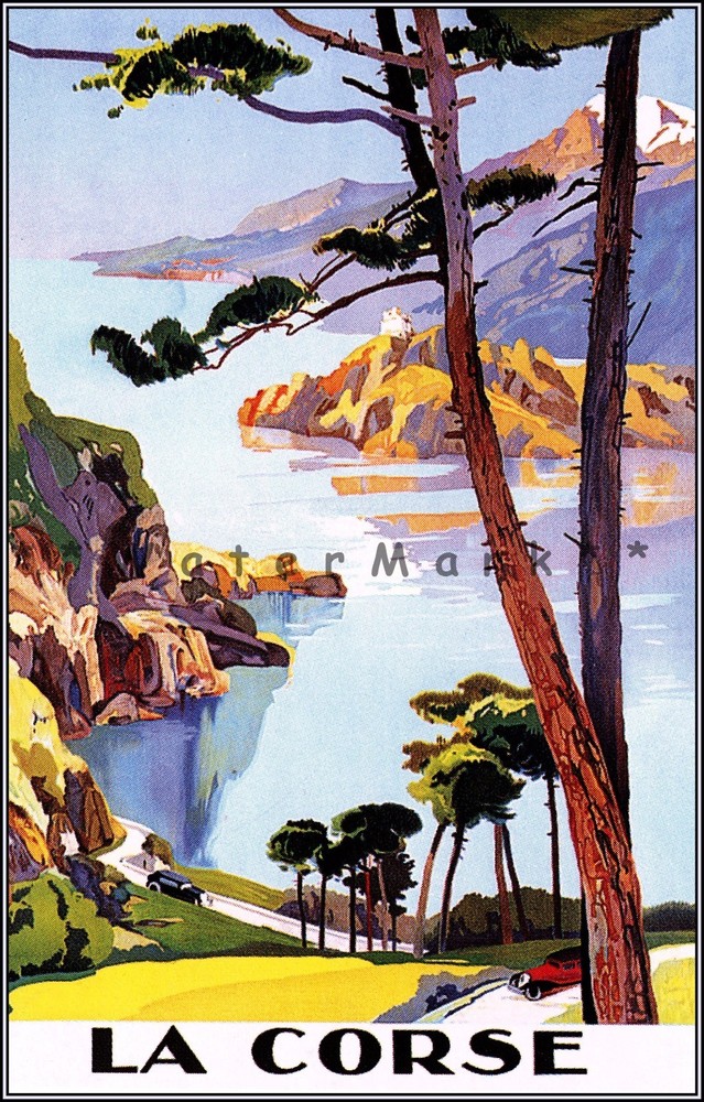 La Corse France 1925 Corsica Mediterranean Sea Vintage Poster Print Travel Ad