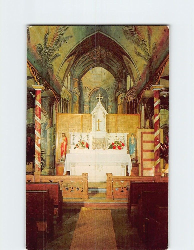 Postcard Saint St. Benedict's Catholic Church Honanunau Kona Hawaii Old Painted