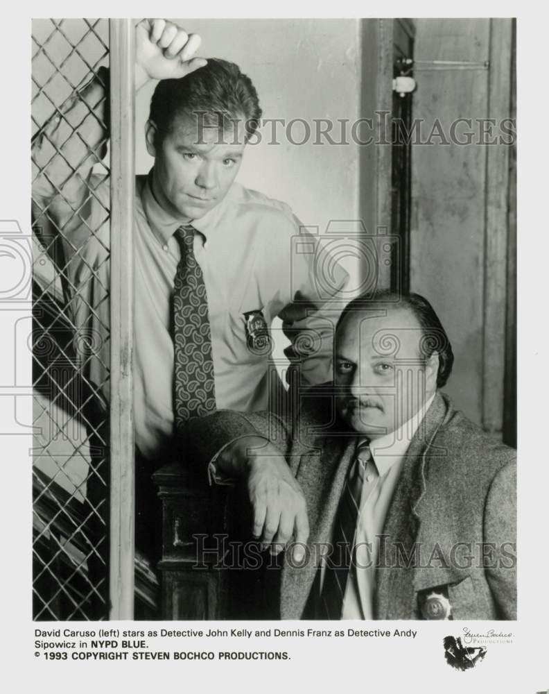 1993 Press Photo Actors David Caruso, Dennis Franz on 