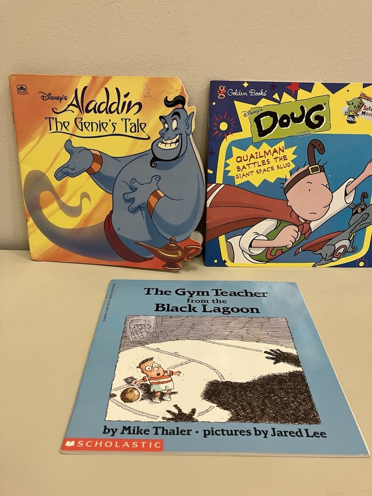 Lot Of 3 Vintage Children’s Books Disney Aladdin Genie Doug Scholastic