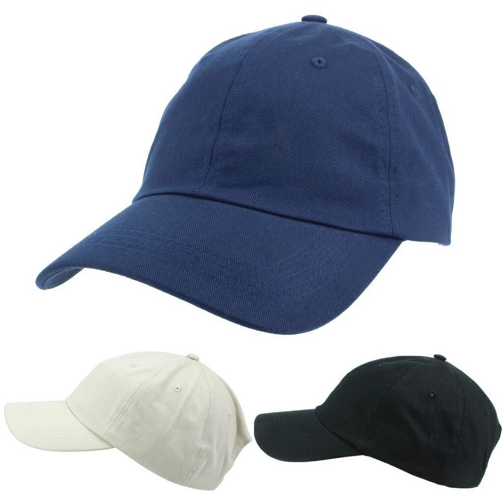 Cap Baseball Hat Adjustable Sun Hawkins Peak PLAIN WHITE BLUE BLACK