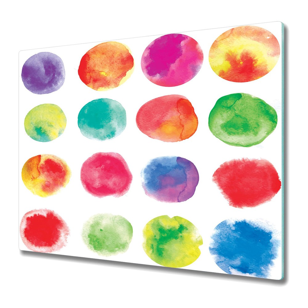 Glass Chopping Cutting Board Watercolour Colourful green and red large 60x52
