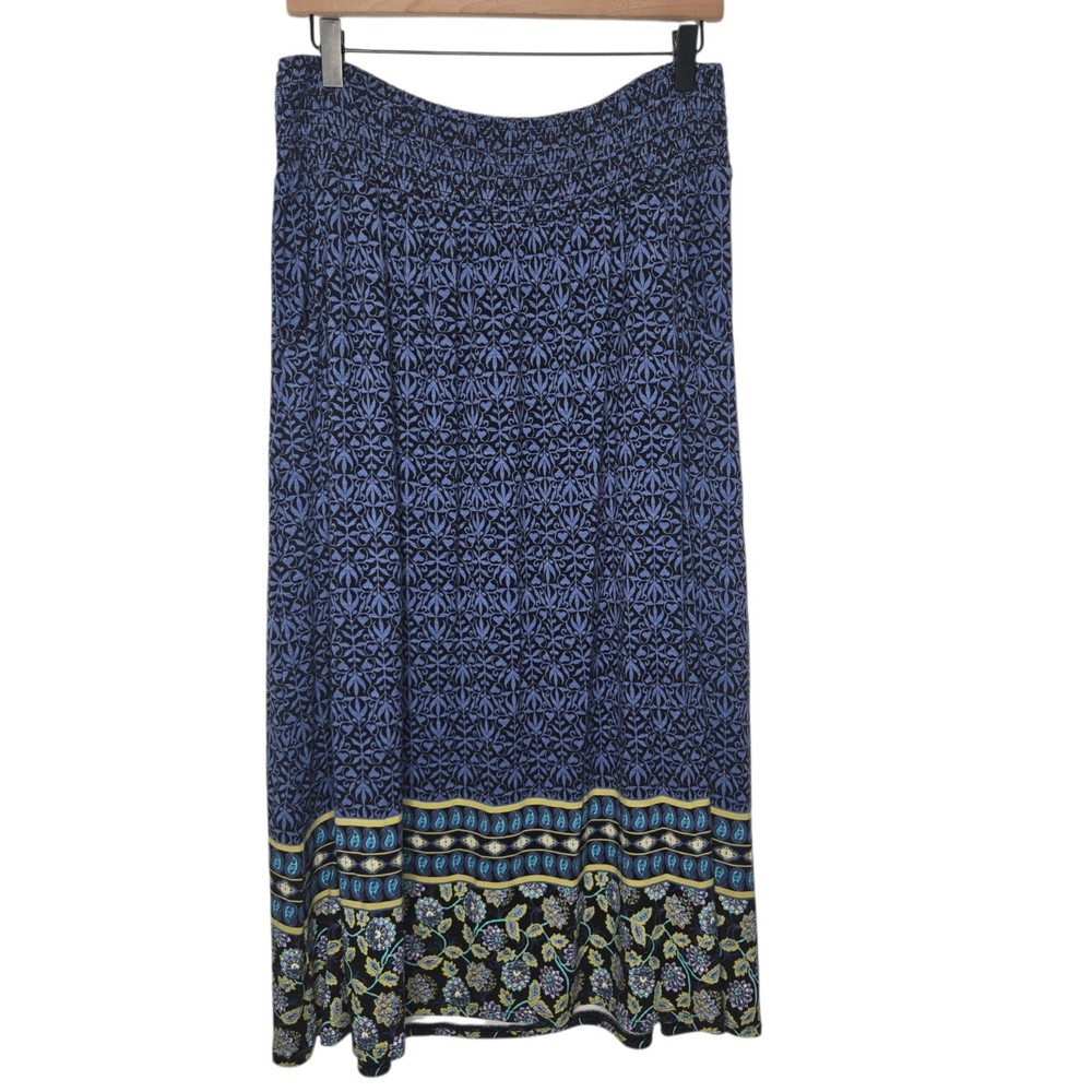 J Jill Womens Boho Floral Print Pull On Maxi Skirt Medium P