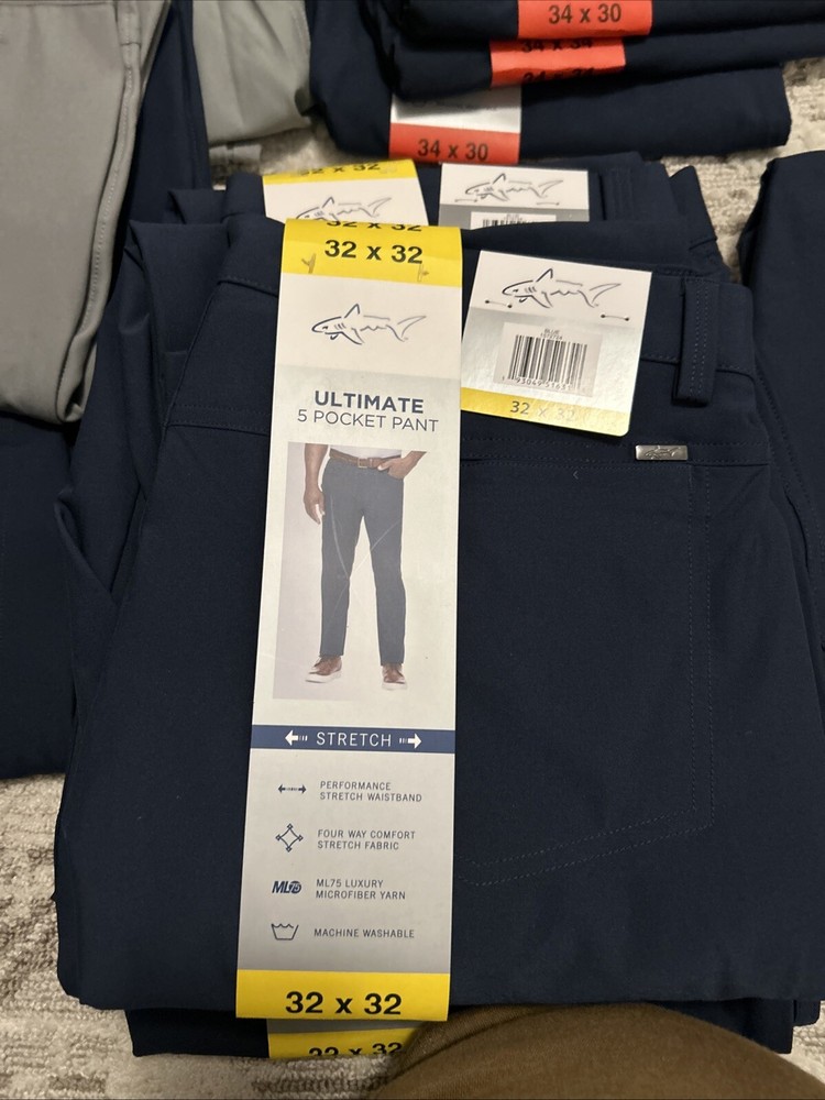 Greg Norman Men's Luxury Microfiber 5-Pocket Pants, Blue, Size 32X32.Beyaz