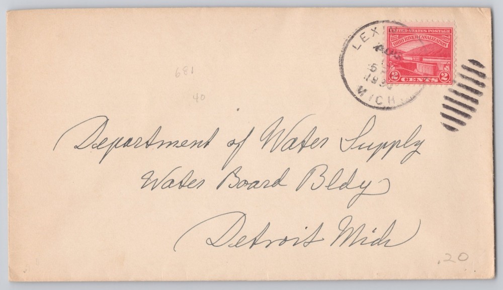 Handwritten addressed cover with red 2-cent Canadian stamp and Lexington cancel