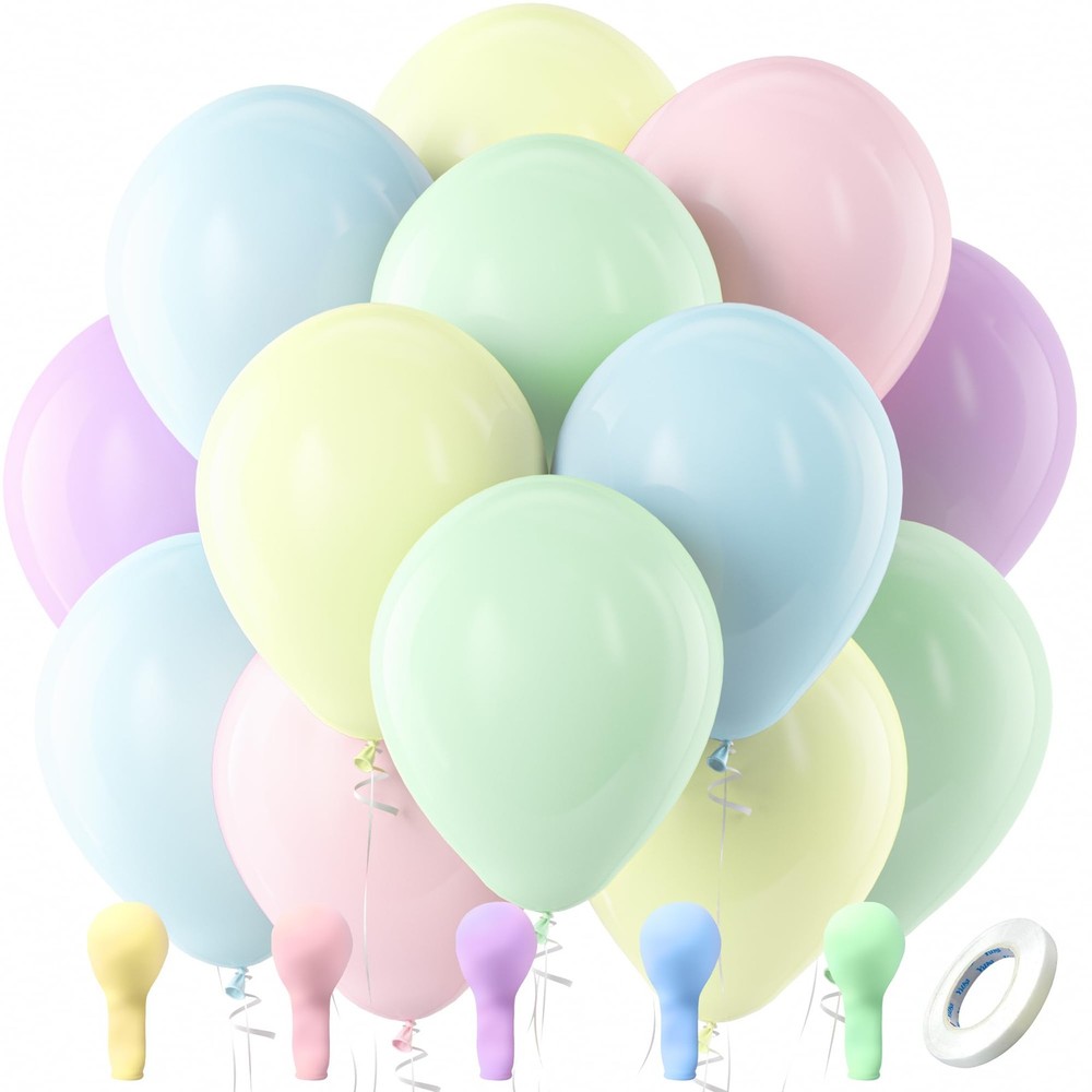 Pastel Balloons Latex Party Balloons, 100 Pack 12 inch Round Helium Multicolo...