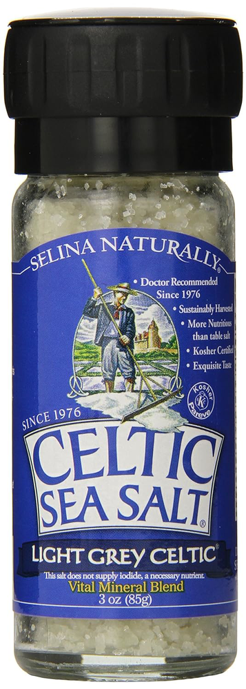 Celtic Sea Salt Grinder Light Grey 3 oz Natural Seasoning for Cooking and Baking