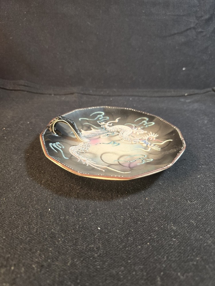 Vintage Japanese Moriage Dragonware Nappy Dish Hand-Painted Dragon Plate