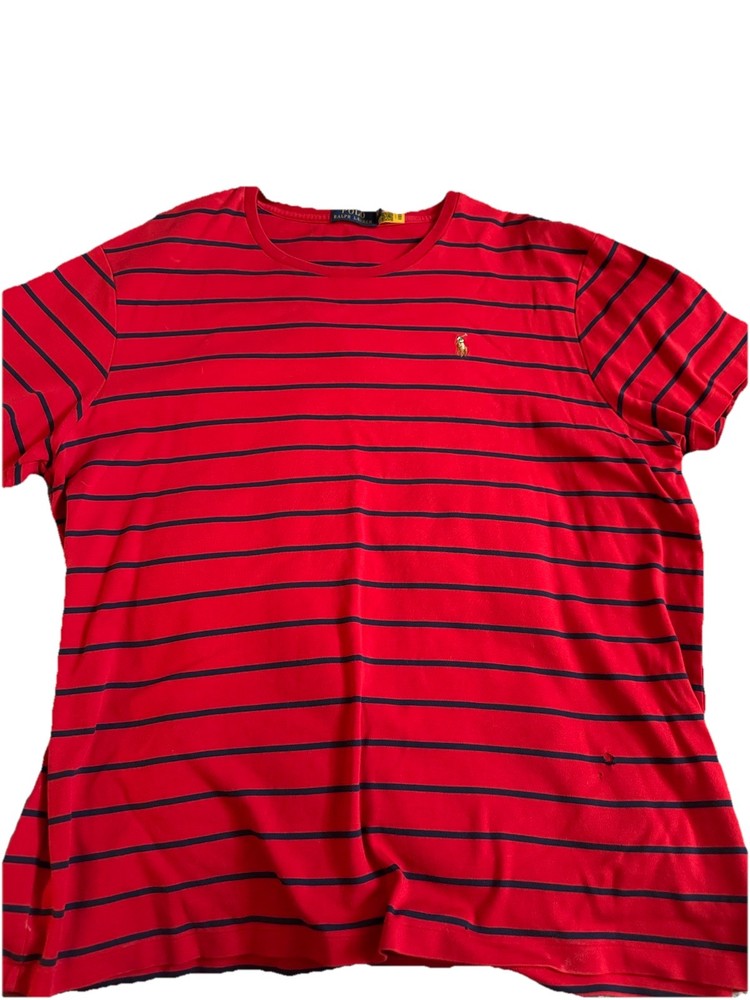 Polo Ralph Lauren Men's XL Classic Fit White Striped Crew Neck Jersey T-Shirt