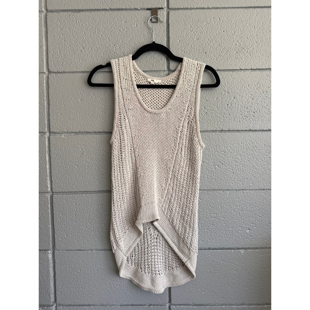 Helmut Lang Crochet Scoop Neck Knit Tank Top size PXS in Gray