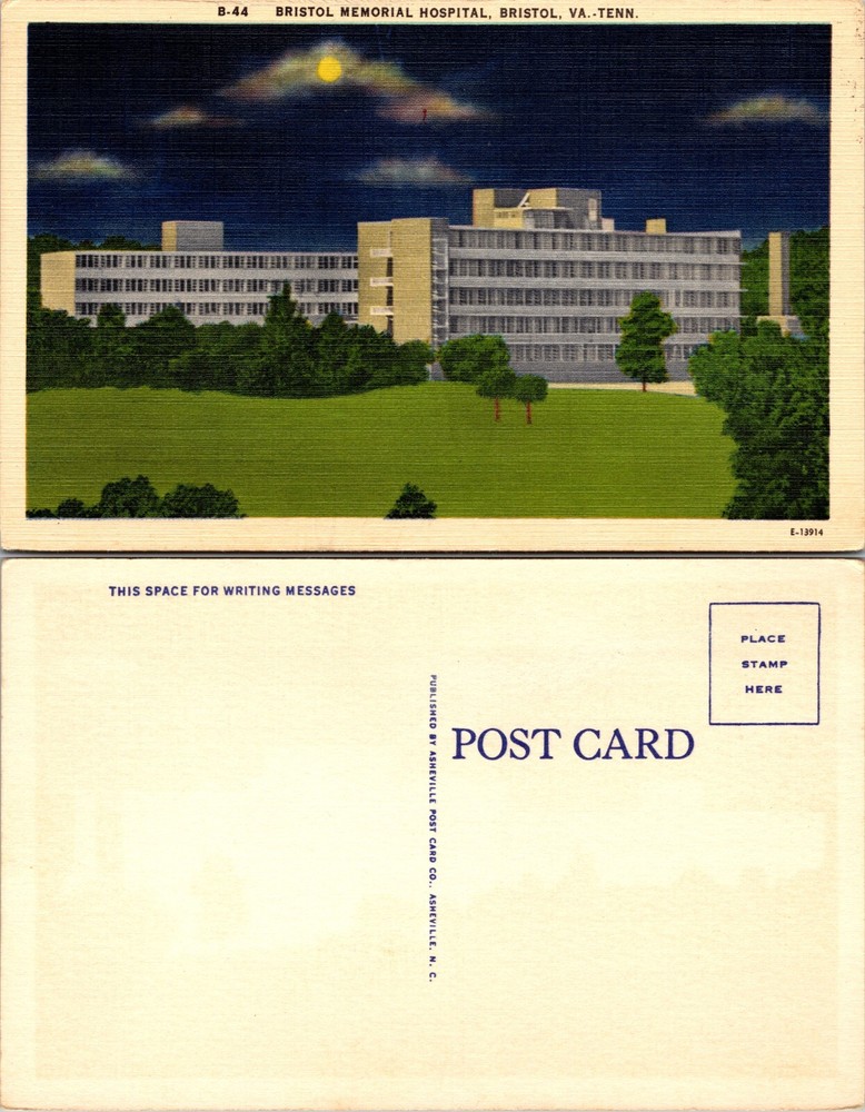 Continental Bristol Memorial Hospital Bristol Virginia VA Postcard