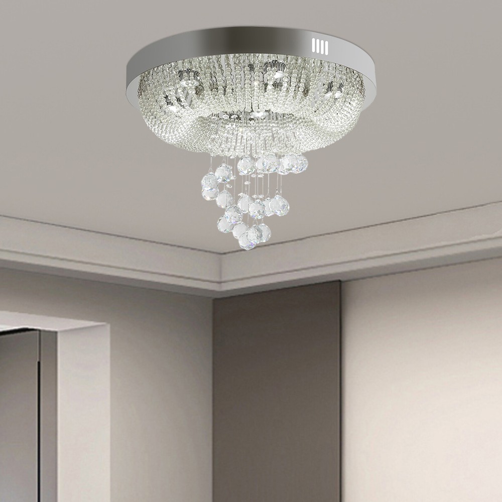 Modern Crystal LED Ceiling Lamp GU10 Surface Mount Chandelier Light Fixture