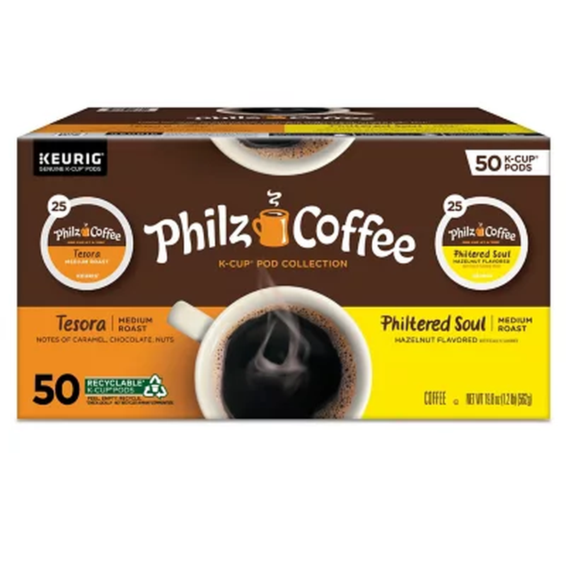 Philz Coffee Philtered Soul & Tesora Medium Roast K-Cup Pods - Variety Pack, 50