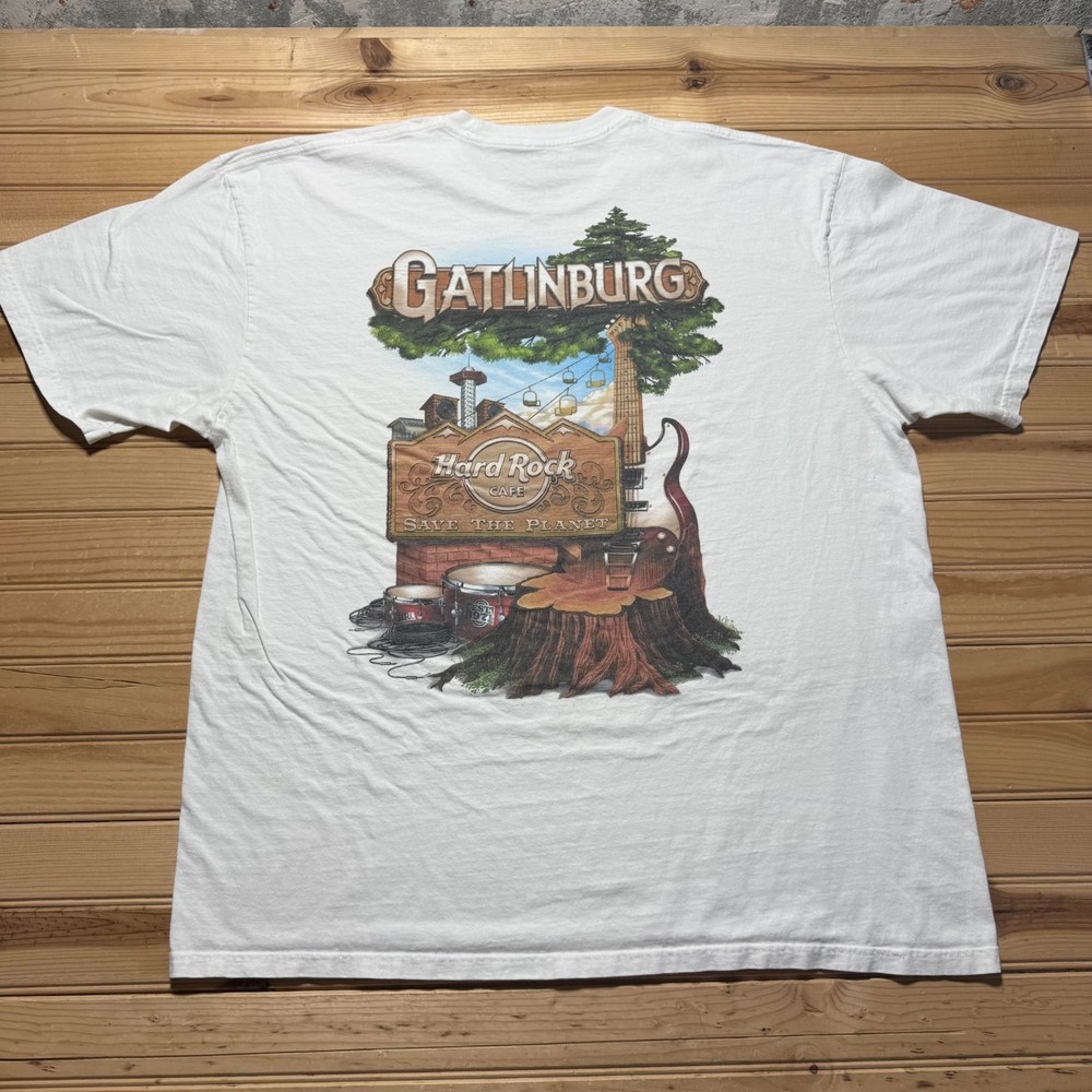 Hard Rock Cafe Gatlinburg Tennessee Save The Planet Music Souvenir T-Shirt - XXL