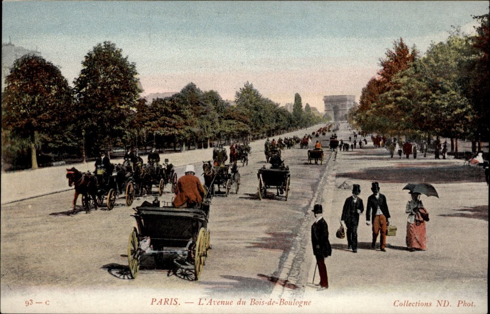 Avenue du Bois de Boulogne Paris France vintage postcard b228