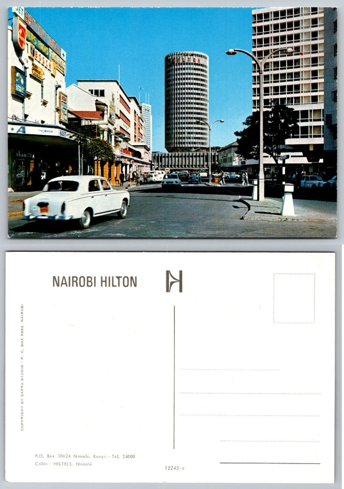 Vintage Nairobi Hilton Postcard Kenya 1960s Street Scene Sapra Studio Africa