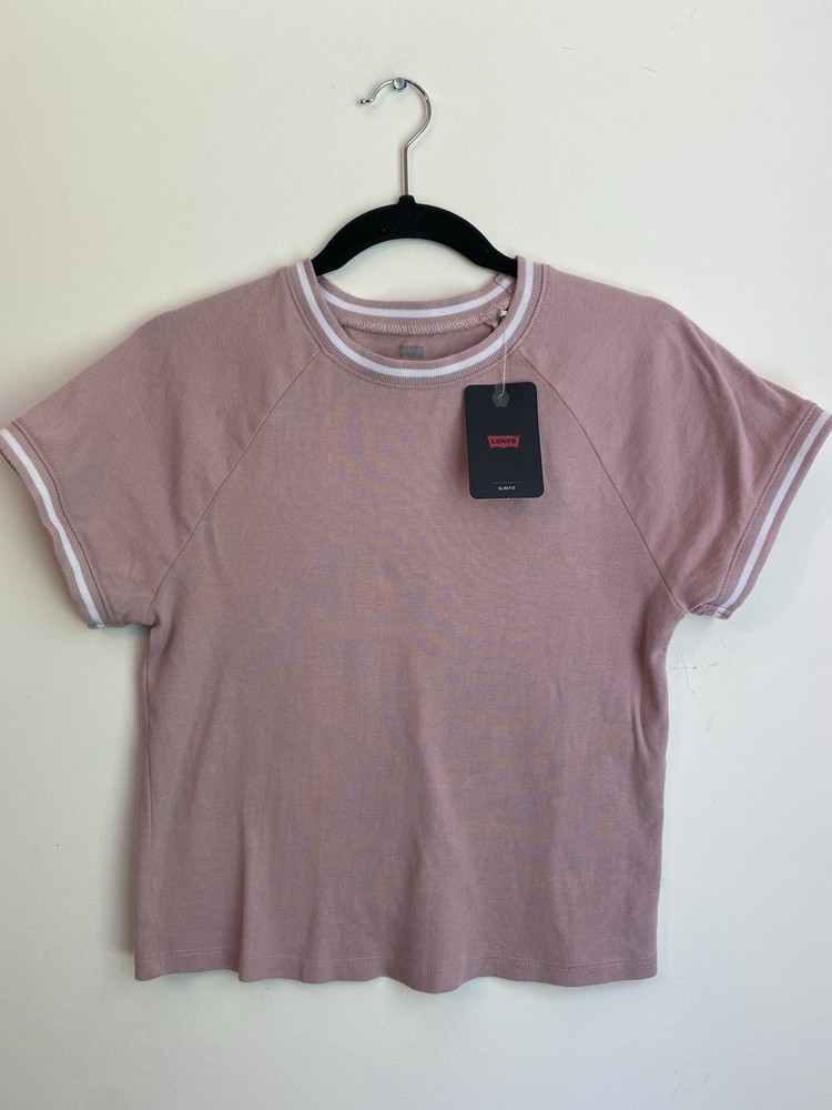 Levi's Women's Size XL Short Sleeve Cropped Oracle Ringer T-Shirt Pink