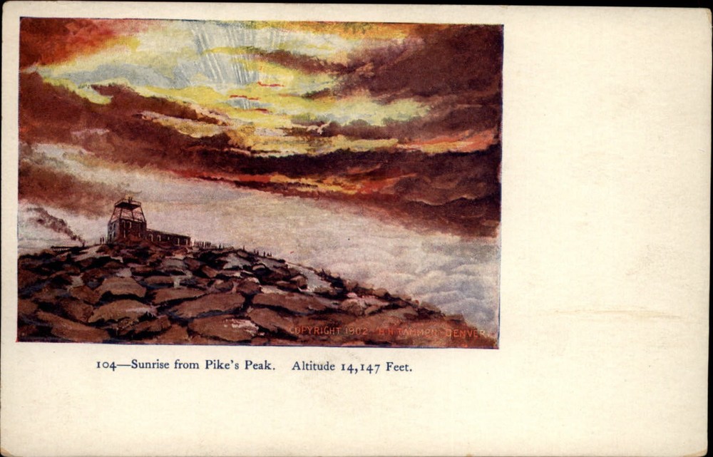 Sunrise from Pikes Peak Colorado ~ c1905 UDB embossed postcard