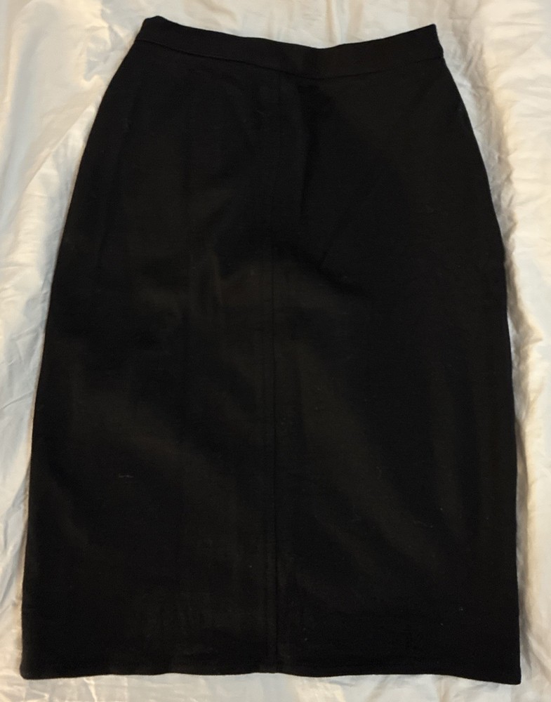 Vtg Sonia Rykiel Paris Black 100% Wool Knit Skirt Stretch Knee Length  Black