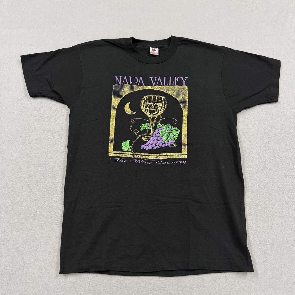 Vintage Napa Valley Shirt Mens XL Black Wine Country Fruit Of The Loom 90s