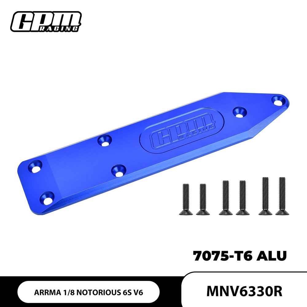 GPM 7075 Alloy Rear Chassis Skid Plate Brace ARRMA 1/8 Notorious V6 Outcast 6S