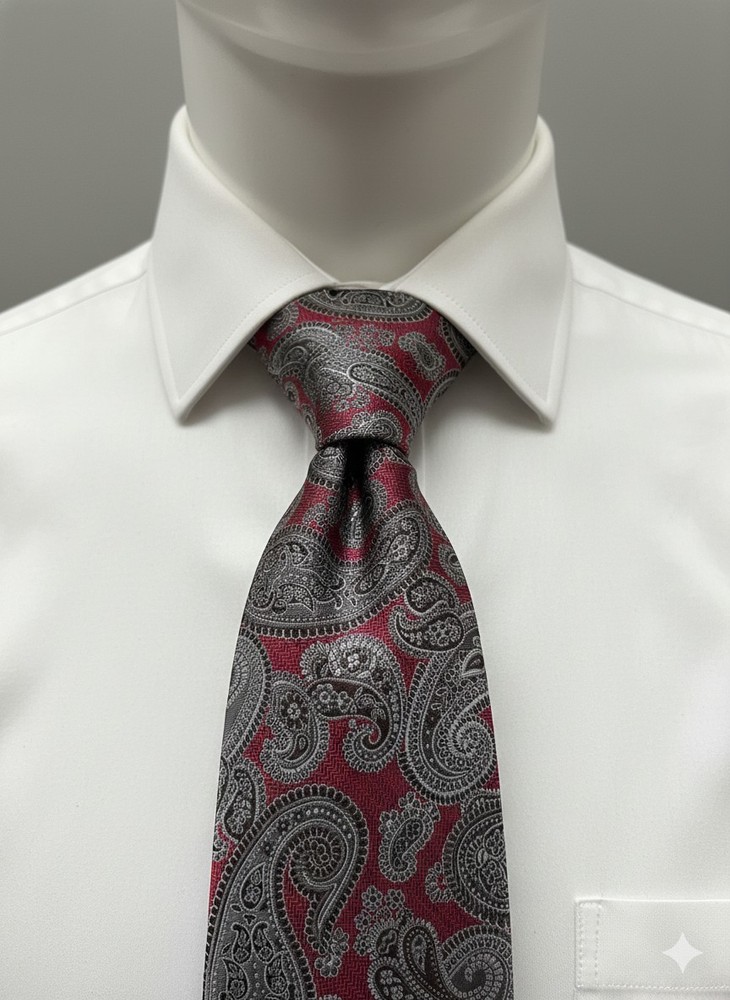 Jos. A. Bank Signature Collection Red Paisley 100% Silk Men's Necktie 3.5