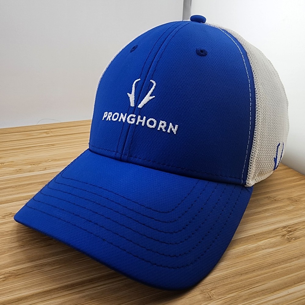 Pronghorn Golf Hat Cap, Trucker Style, Blue & White, Hook & Loop Strapback ⛳