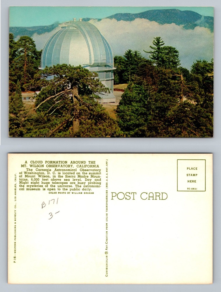 Mt. Wilson, CA-California, Observatory Dome Scene Card Vintage Postcard