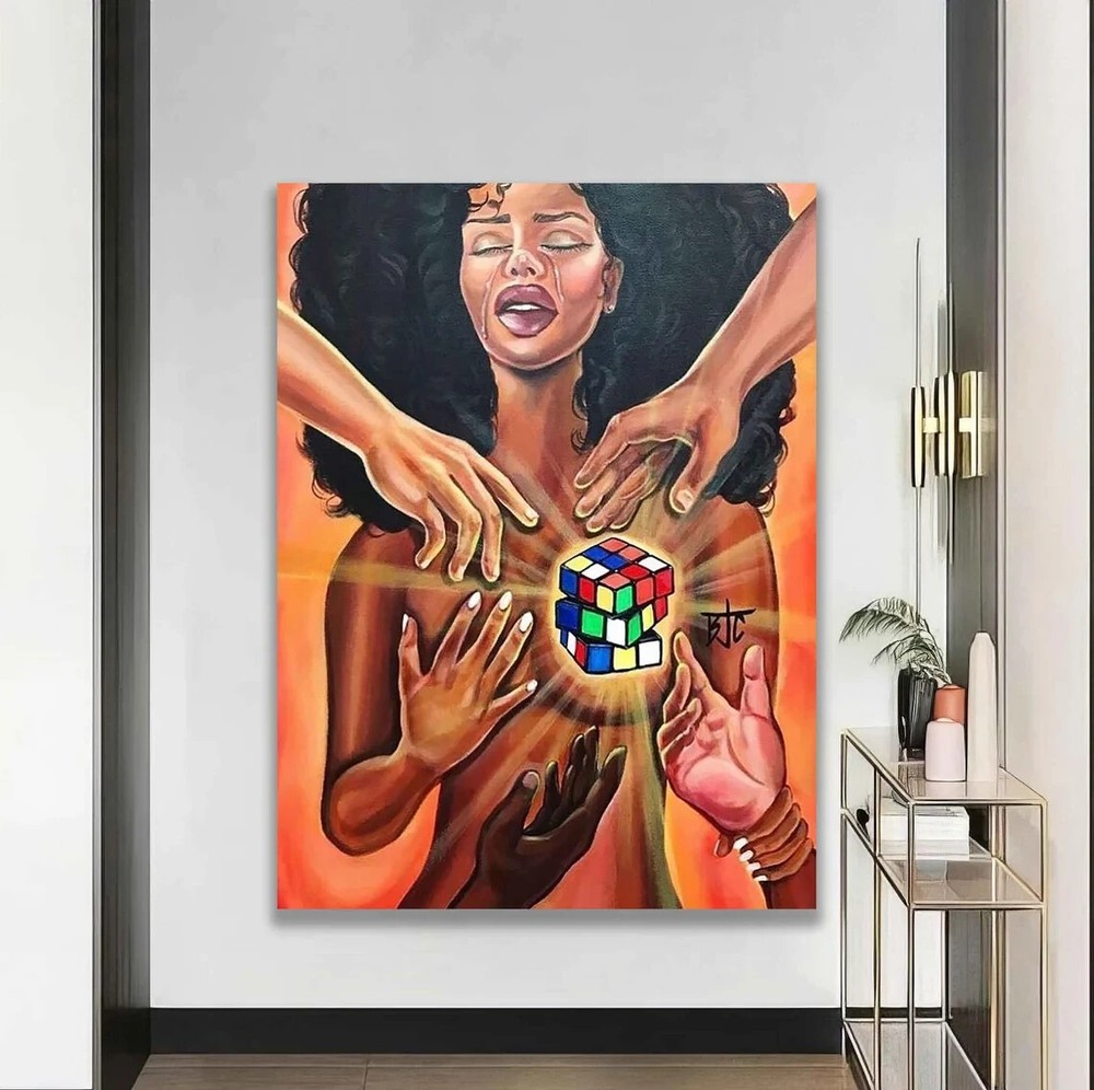 Woman Modern Art Sad Painting Abstract Unframed Canvas Print Australian Wall Art