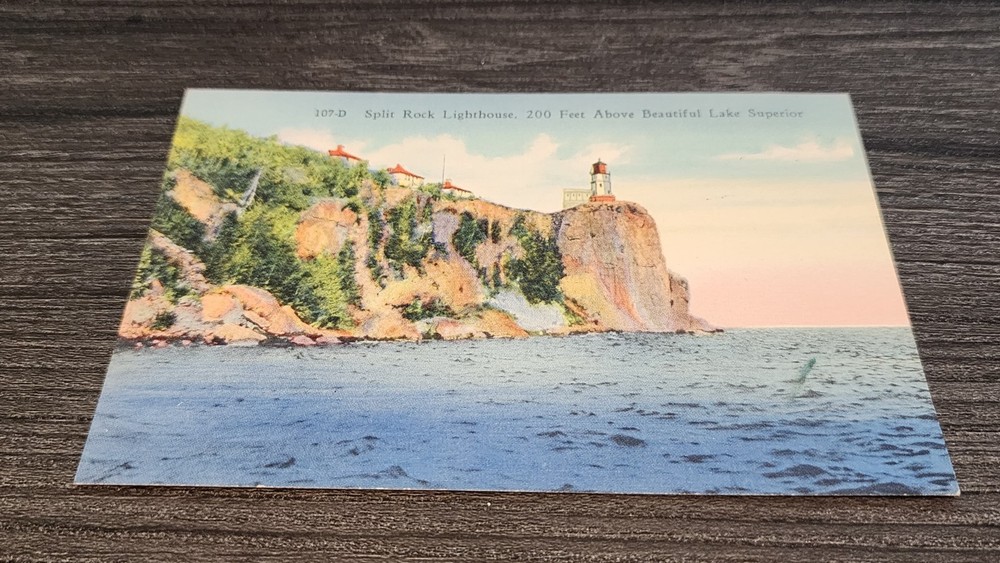 1949 MN Postcard Two Harbors Minnesota Split Rock Lighthouse Lake Superior
