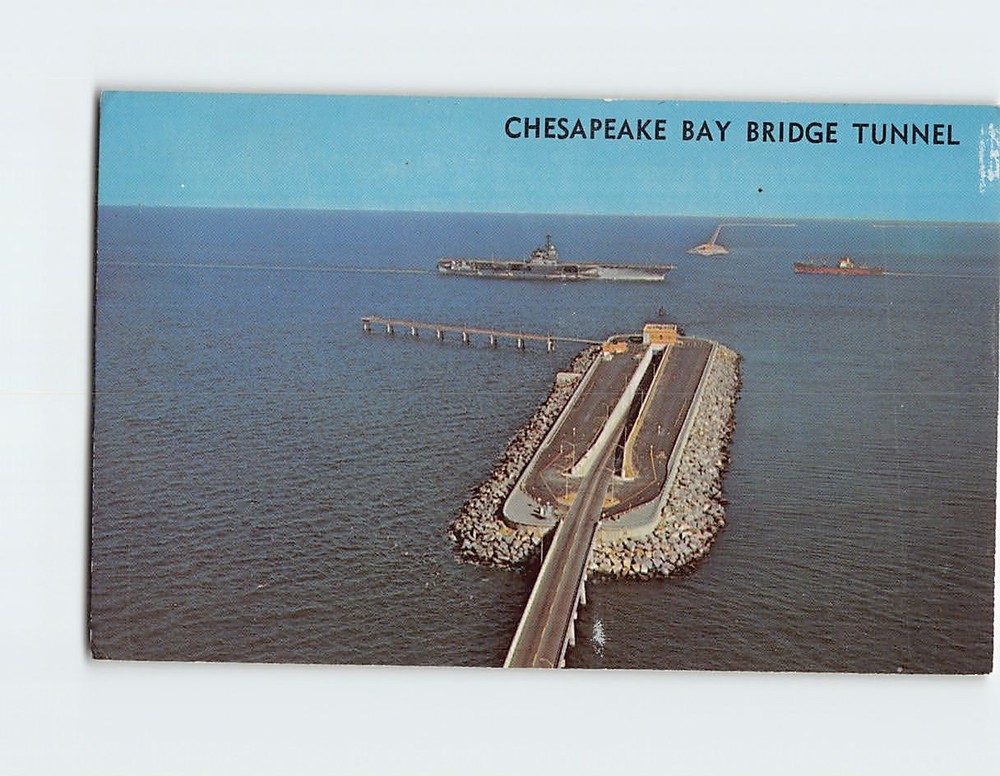 Postcard Aerial View of Chesapeake Bay Bridge Tunnel Virginia USA