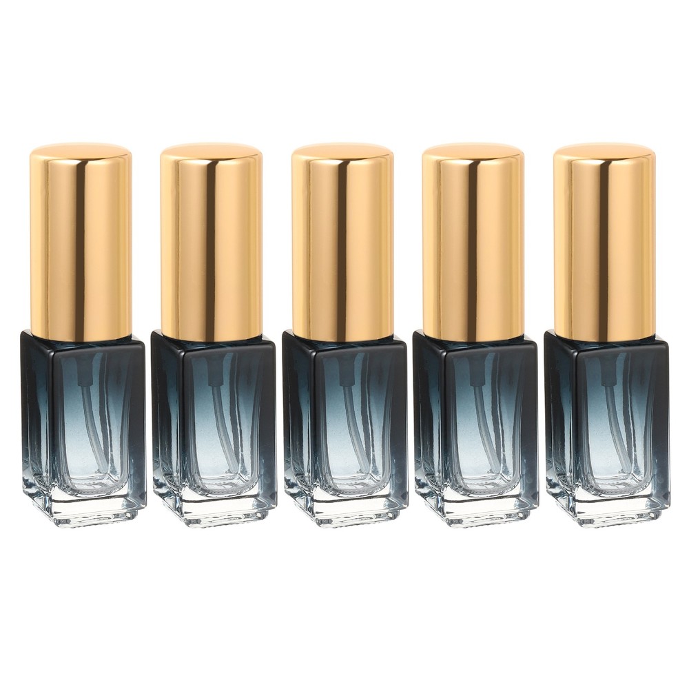 5 Pcs 3ml Fine Mist Bottles Mini Spray Bottles (Square, Gradient Blue/Gold)