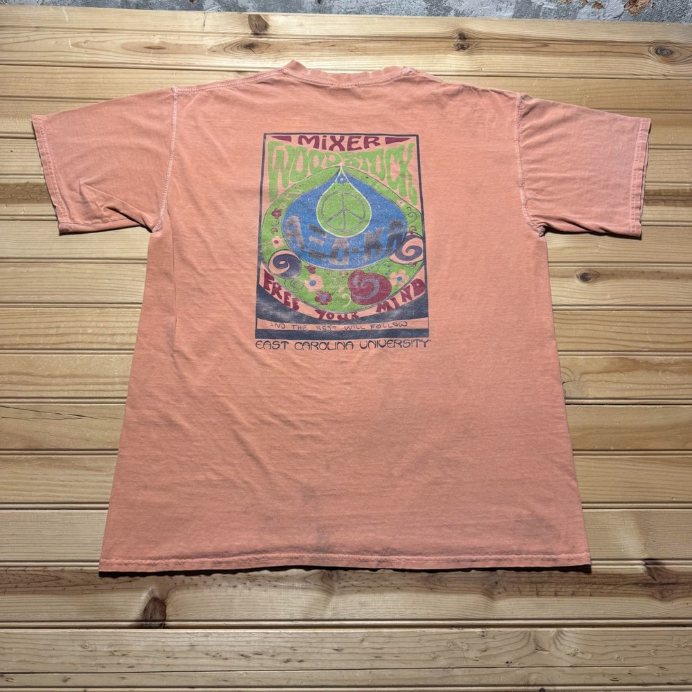 Vintage 90s Woodstock Mixer East Carolina University Graphic Pocket Shirt Large